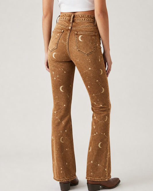 Stardust Trails Brown Bootcut Jeans – Back View – Riley – brown
