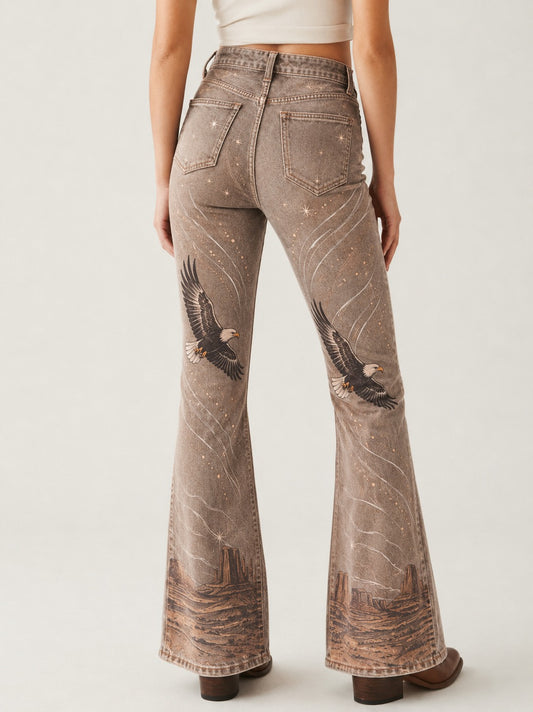 Desert Soar Taupe Bootcut Jeans – Back View – Riley – taupe
