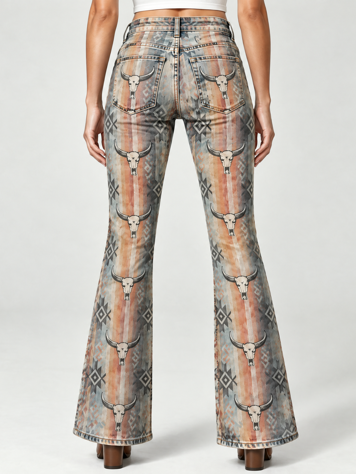 Longhorn Mirage Bootcut Jeans – Back View – Riley – Beige