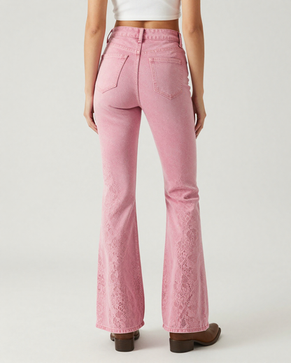 Pink Lace Gradient Bootcut Jeans – Back View – Riley – Dusty Pink