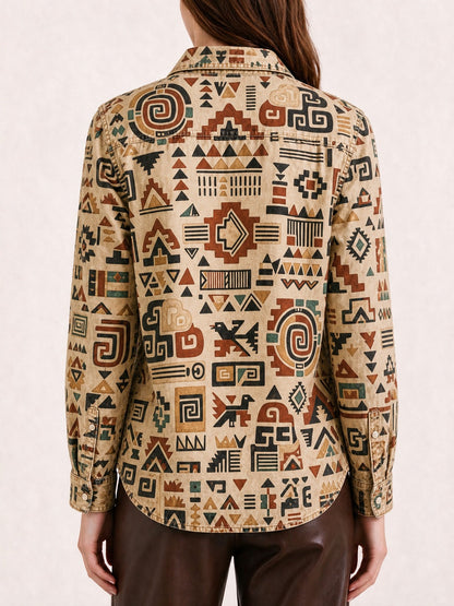 Golden Serpent Long Sleeve Denim Shirt