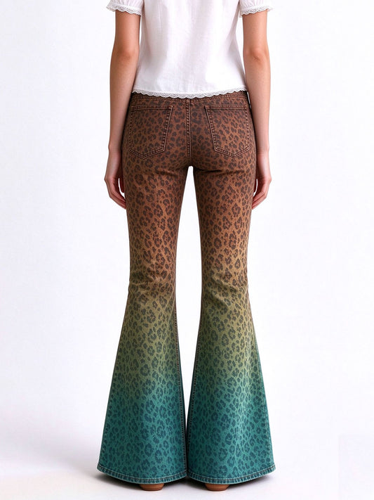 Sagebrush Cheetah Fade Flare Jeans