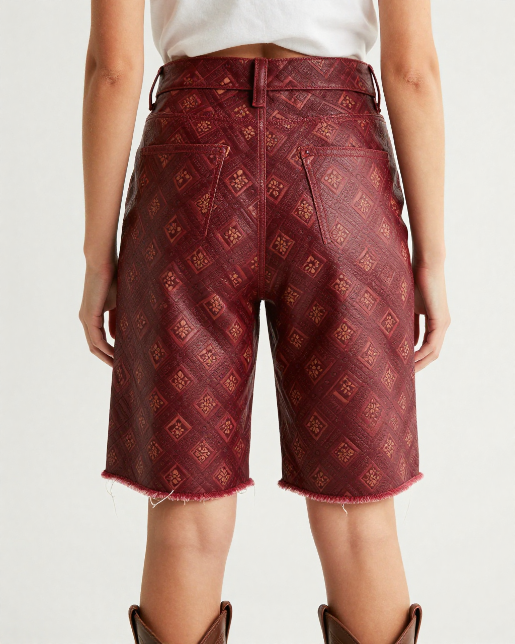 Diamond Lattice Oxblood RB-BOT08 – Back View – Jessie – Red
