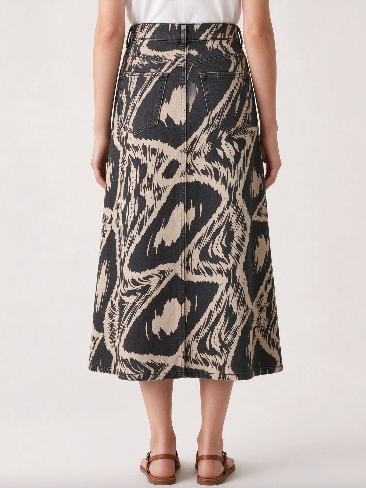 Prairie Ikat Ankle-Length Denim Skirt