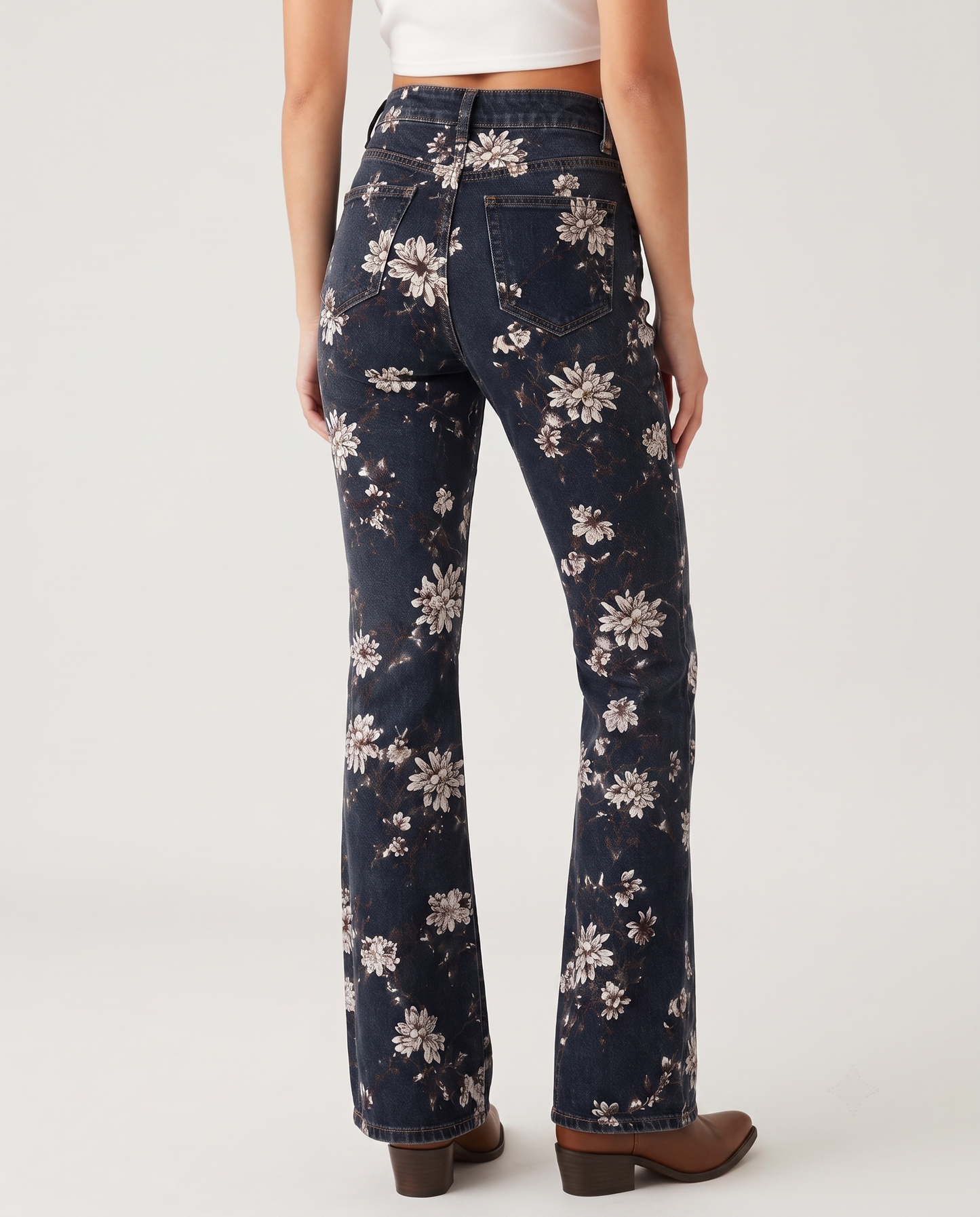 Midnight Bloom Bootcut Jeans – Back View – Riley – Dark Indigo
