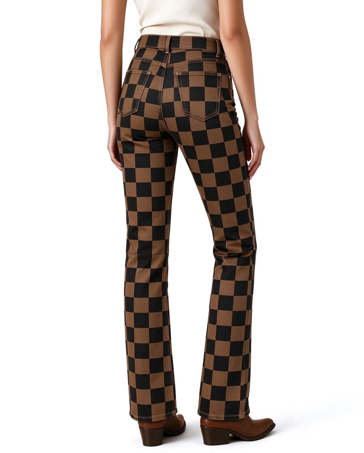 Saloon Checkerboard Bootcut Jeans