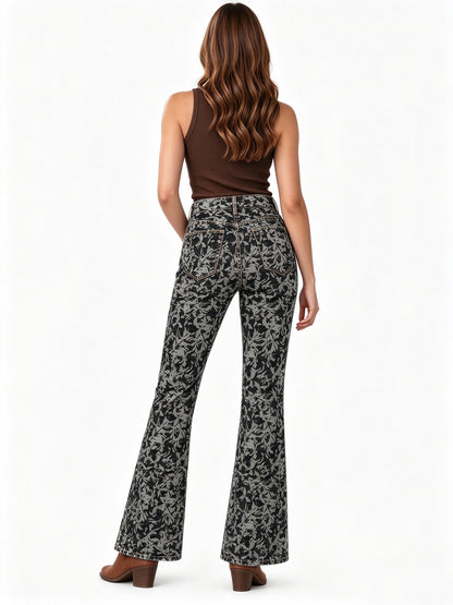 Silver Sage Damask Bootcut Jeans