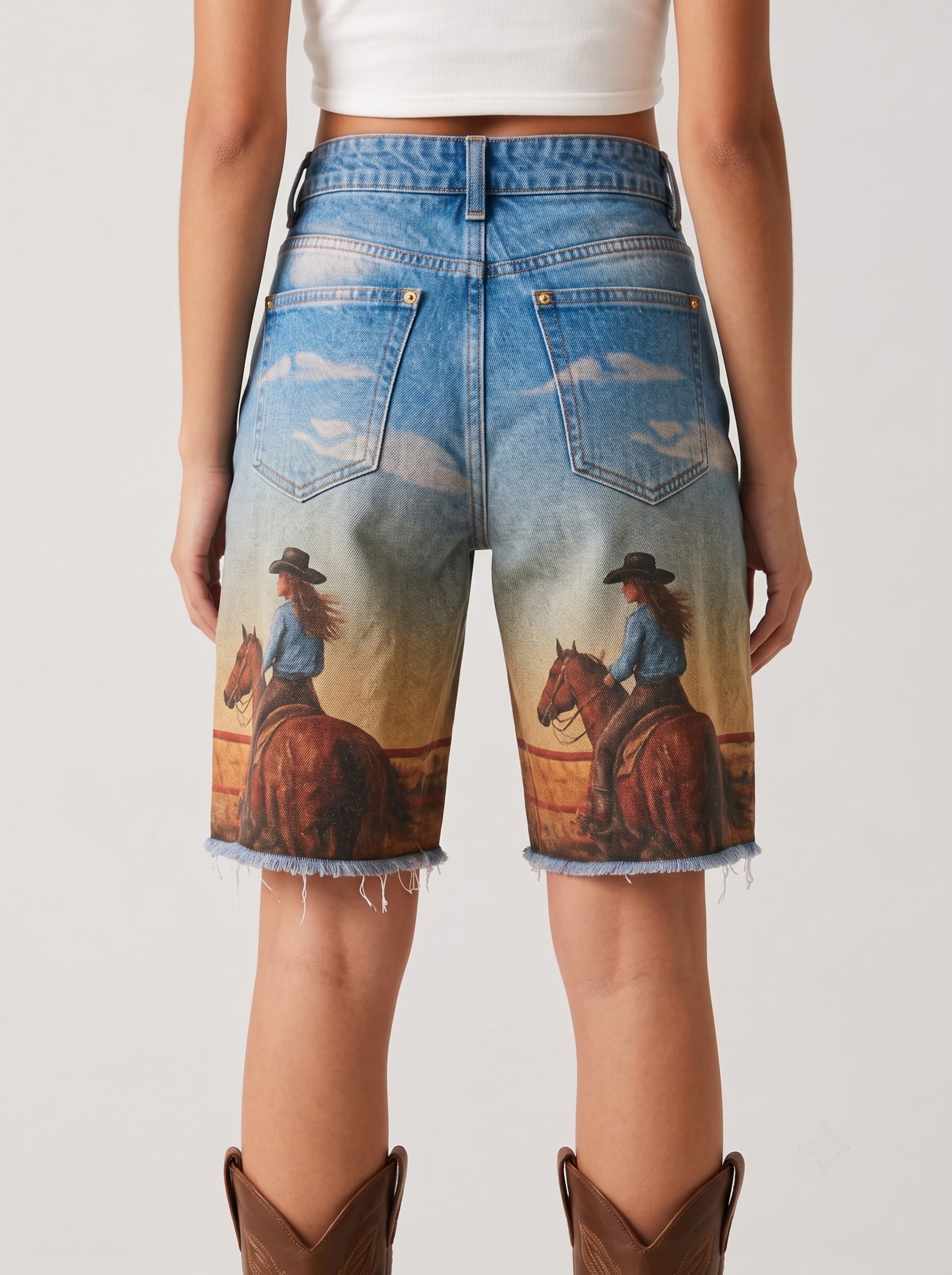 Ranch Skyline RB-BOT08 – Back View – Riley – Denim Blue, Burnt Orange