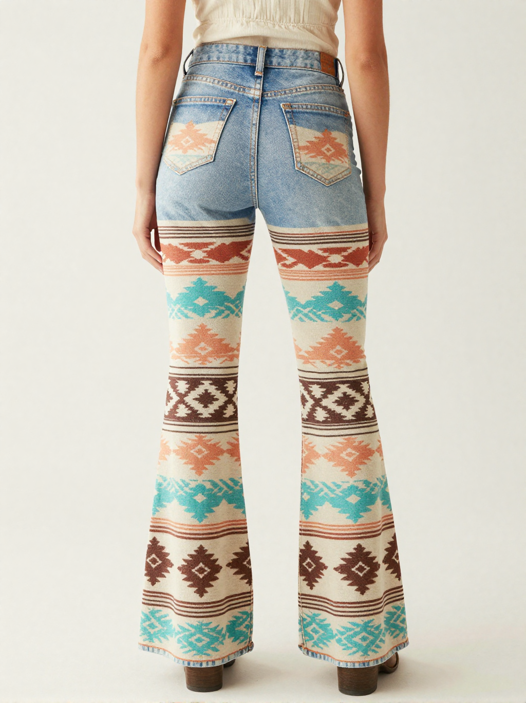 Chimayo Stripe RB-BOT04 – Back View – Jessie – Terracotta / Turquoise / Cream
