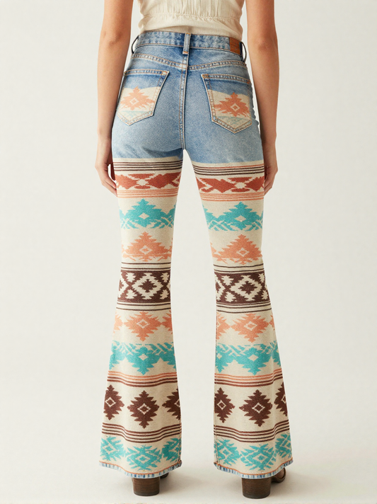 Chimayo Stripe RB-BOT04 – Back View – Jessie – Terracotta / Turquoise / Cream
