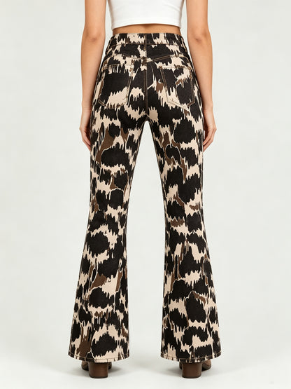 Desert Mirage Bootcut Jeans – Back View – Riley – black, beige, brown