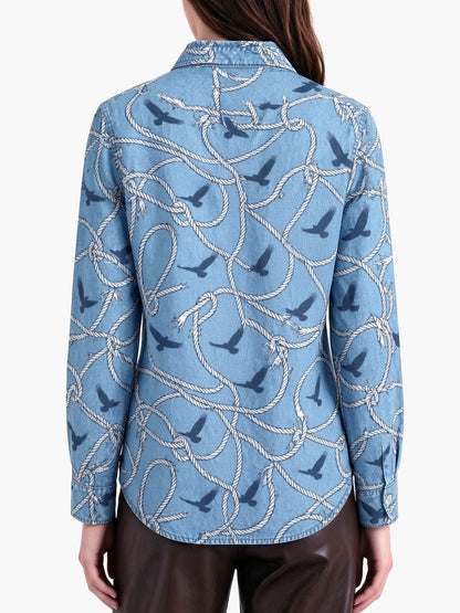 Bluebonnet Lasso Trail Long Sleeve Denim Shirt