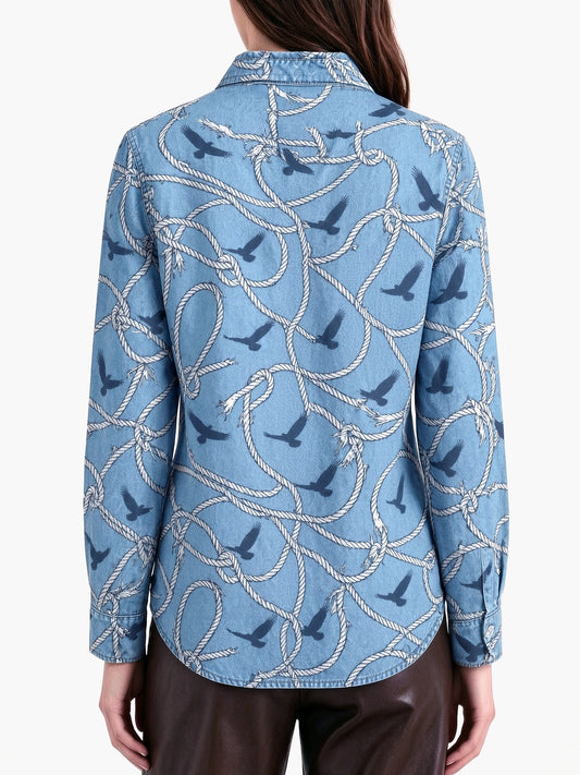 Bluebonnet Lasso Trail Long Sleeve Denim Shirt