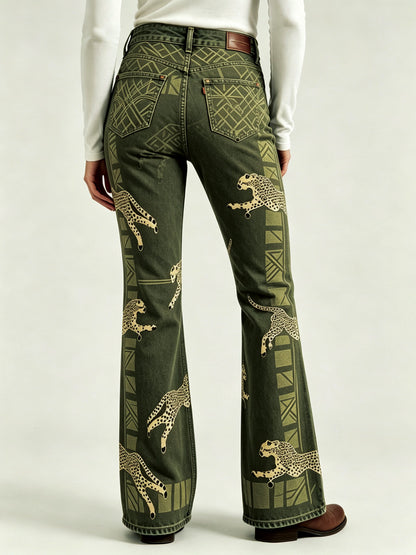 Cheetah Creek Bootcut Jeans – Back View – Riley – Olive Green