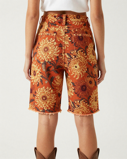 Chrysanthemum Spiral RB-BOT08 – Back View – Jessie – Burnt Orange / Gold