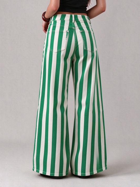 Cactus Candy Stripe Wide-Leg Jeans