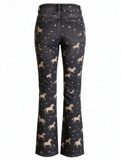 Mustang Stampede Print Low-Rise Bootcut Jeans