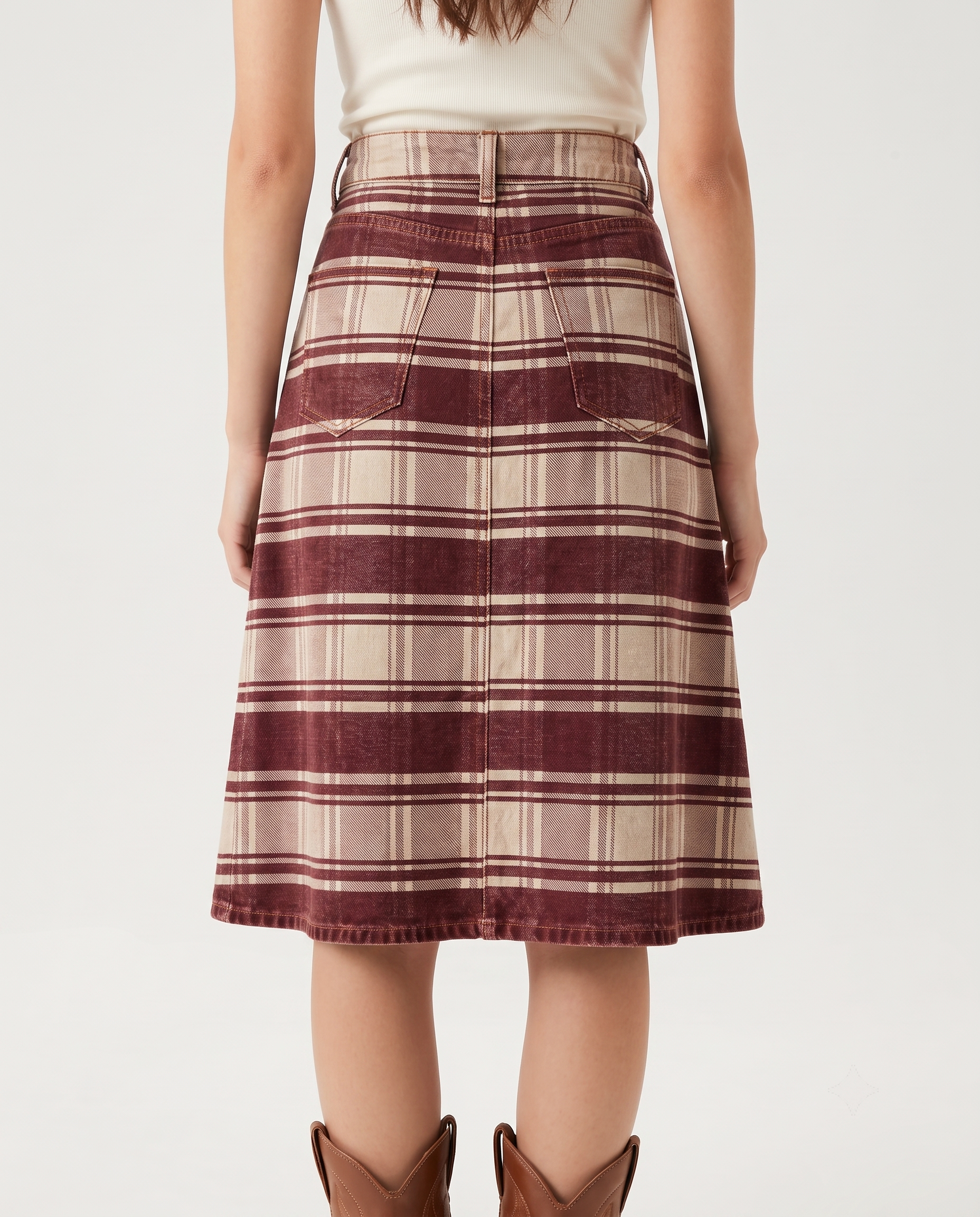 Beige Stripes RB-SKT03 – Back View – Jessie – Beige