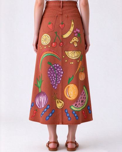 Ranch Harvest Ankle-Length Denim Skirt