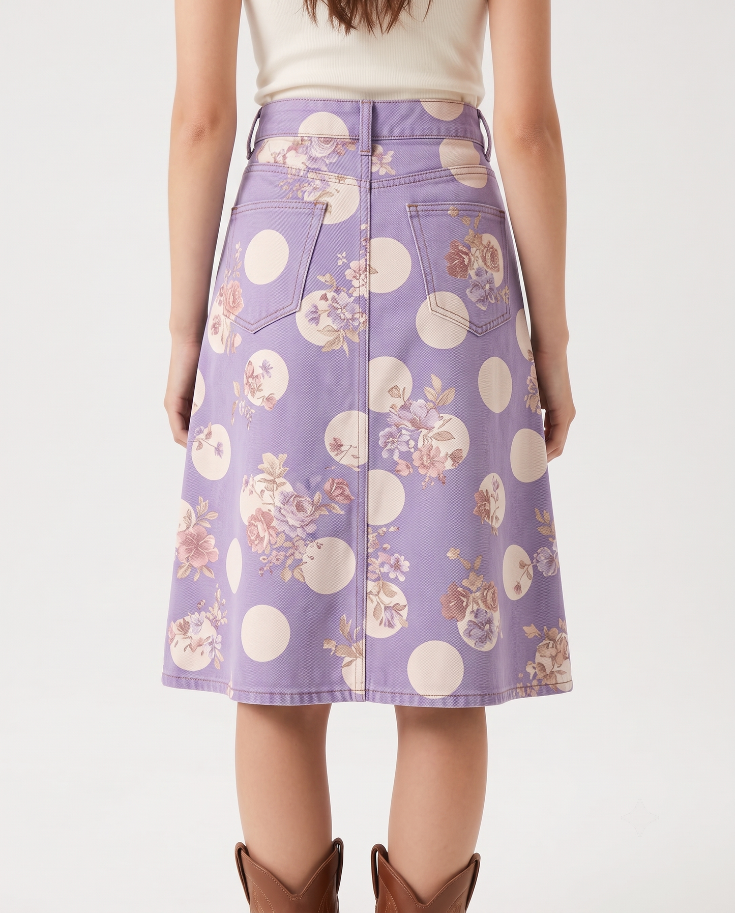 Lavender Florals RB-SKT03 – Back View – Jessie – Lavender