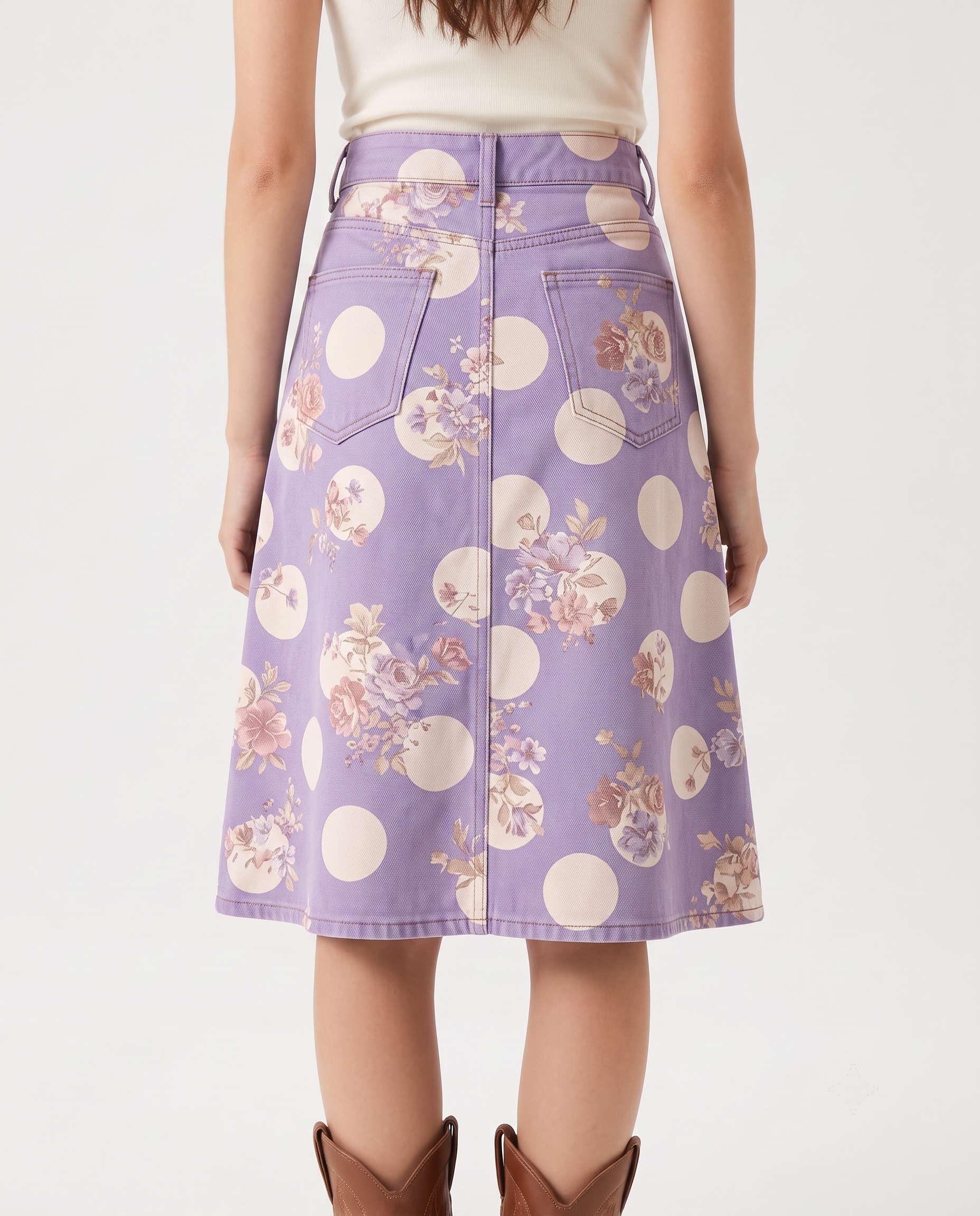 Lavender Florals RB-SKT03 – Back View – Jessie – Lavender