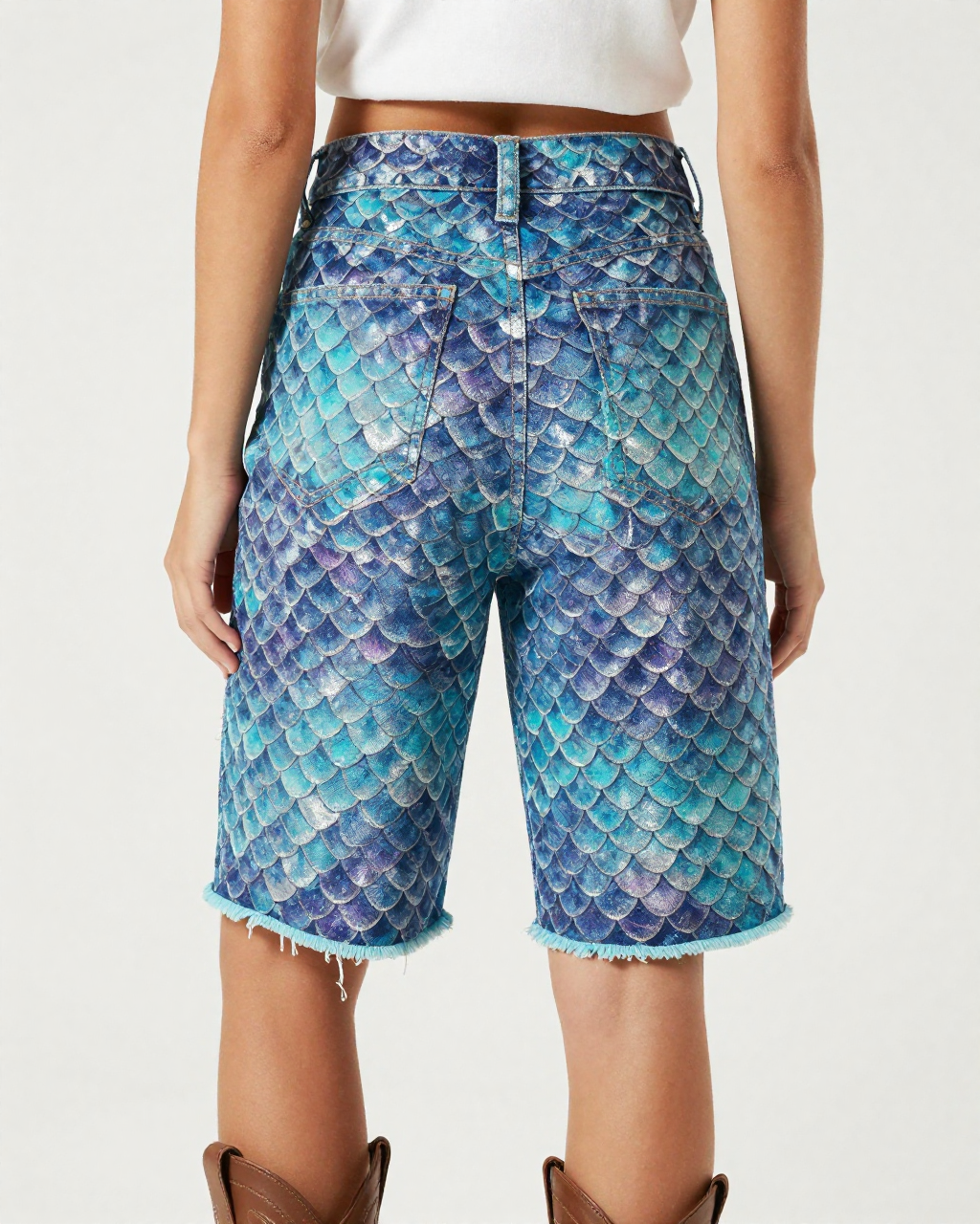 Mermaid Scale RB-BOT08 – Back View – Jessie – Indigo / Silver