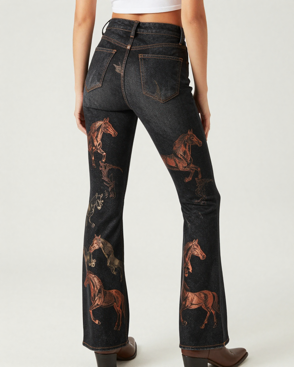 Copper Mare Bootcut Jeans – Back View – Riley – Black / Cream