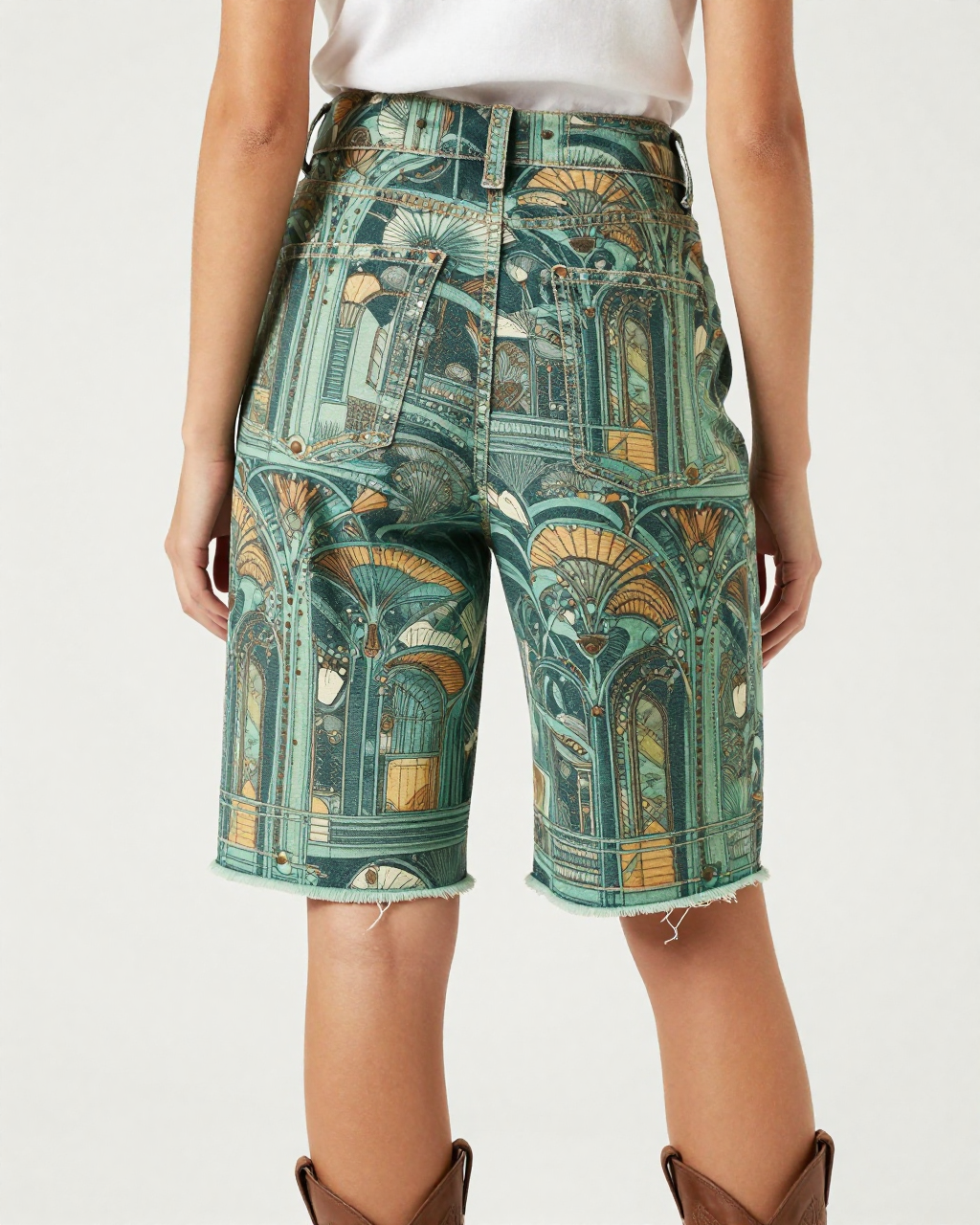 Metro Entrance RB-BOT08 – Back View – Jessie – Dark Green / Gold