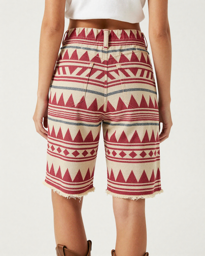 Sand Deep Red Stacked Triangle RB-BOT08 – Back View – Jessie – Red