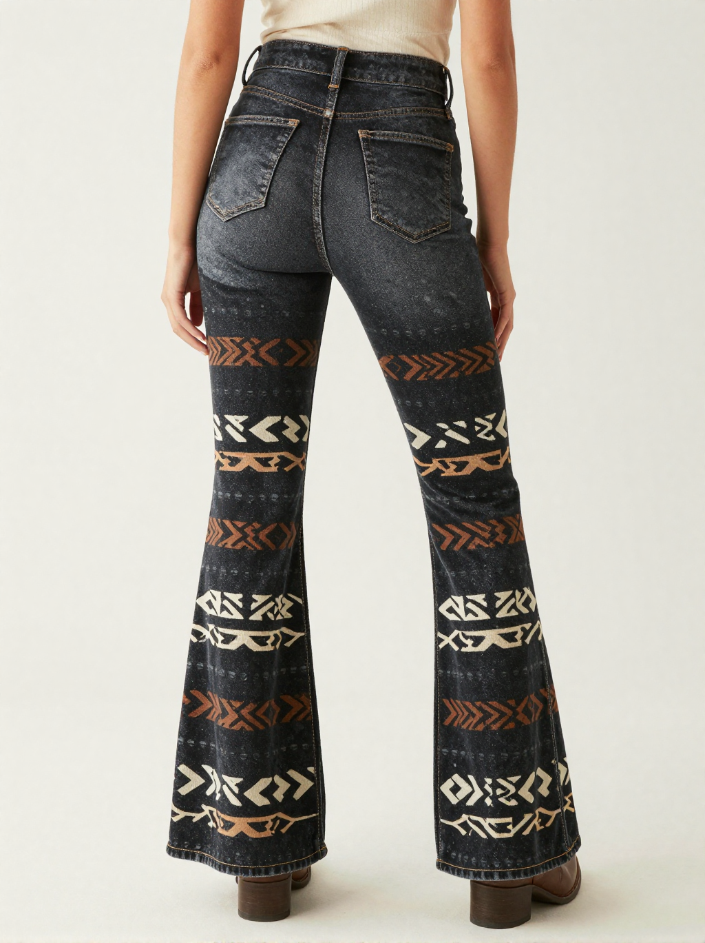 Arrow Path RB-BOT04 – Back View – Jessie – Cream / Sienna / Black