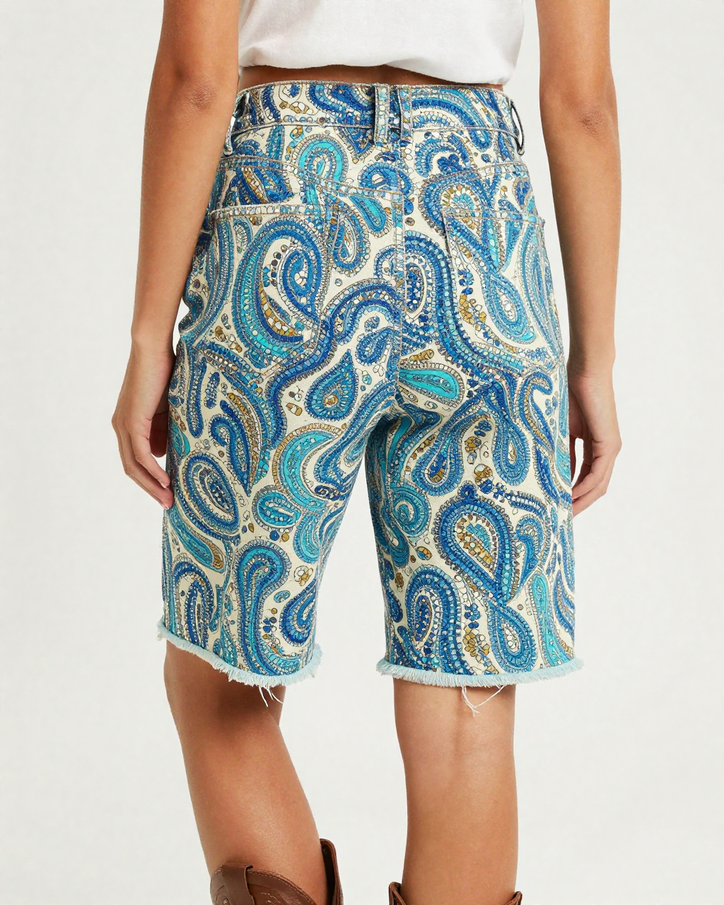 Ceramic Mosaic Paisley RB-BOT08 – Back View – Jessie – Cobalt / White