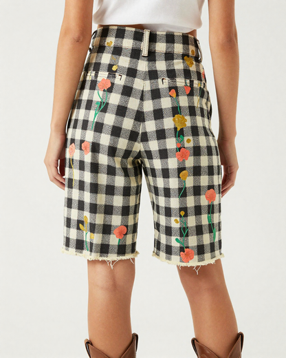Checkerboard Bloom RB-BOT08 – Back View – Jessie – Charcoal / Gold