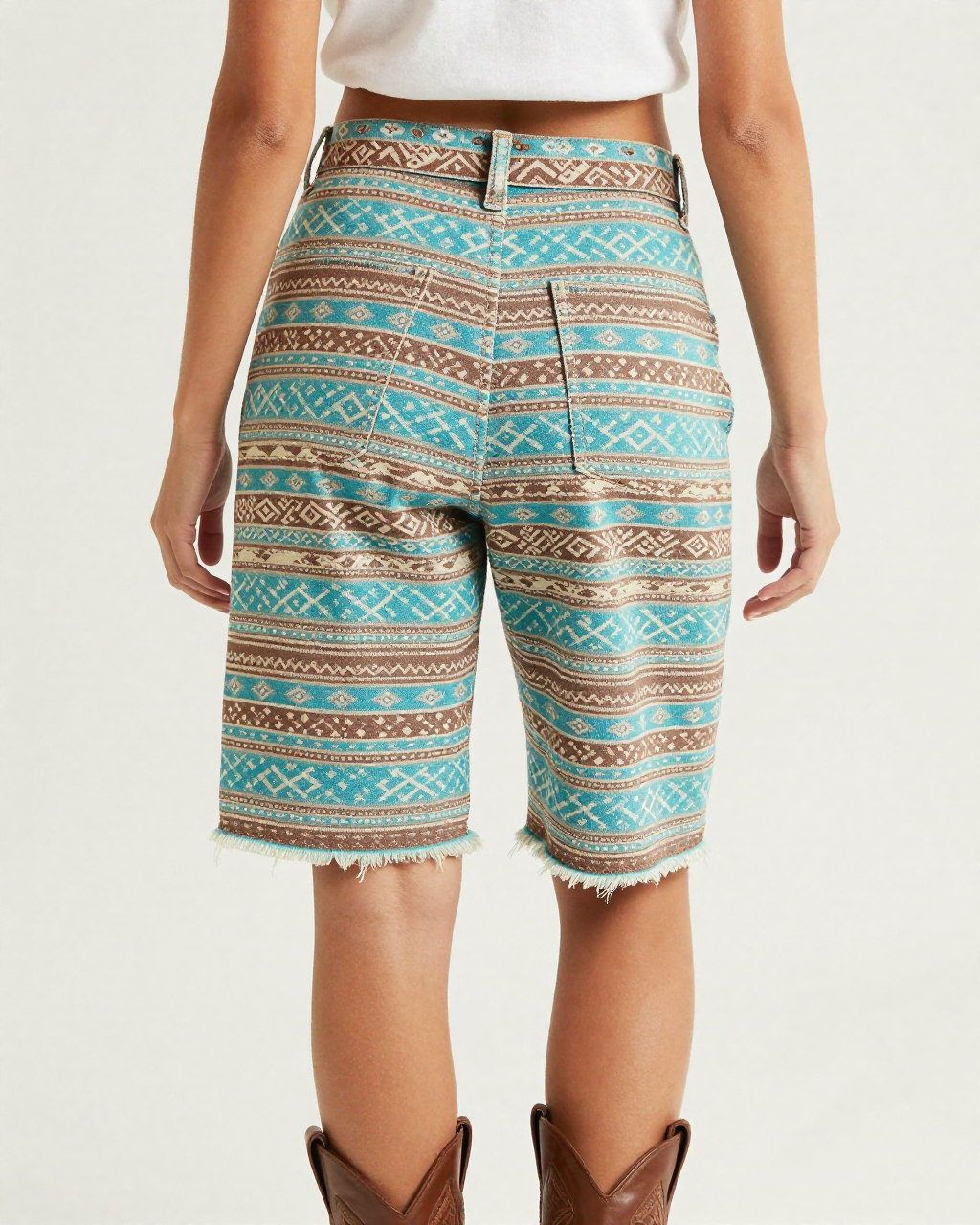 Coffee Turquoise Border Complex RB-BOT08 – Back View – Jessie – Turquoise