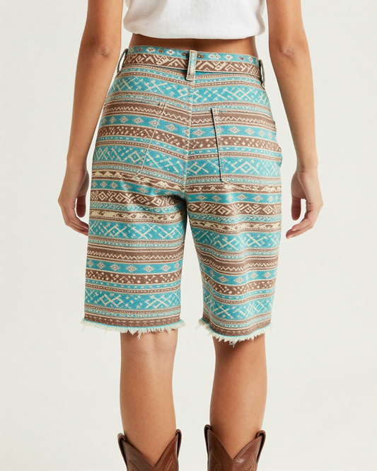 Coffee Turquoise Border Complex RB-BOT08 – Back View – Jessie – Turquoise