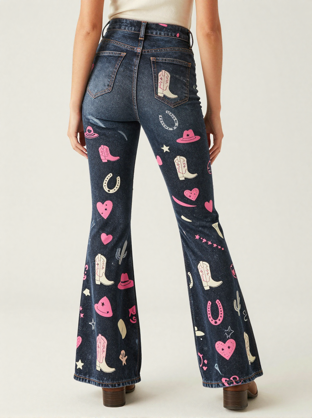 Rodeo Pink RB-BOT04 – Back View – Jessie – Pink / Coral / White