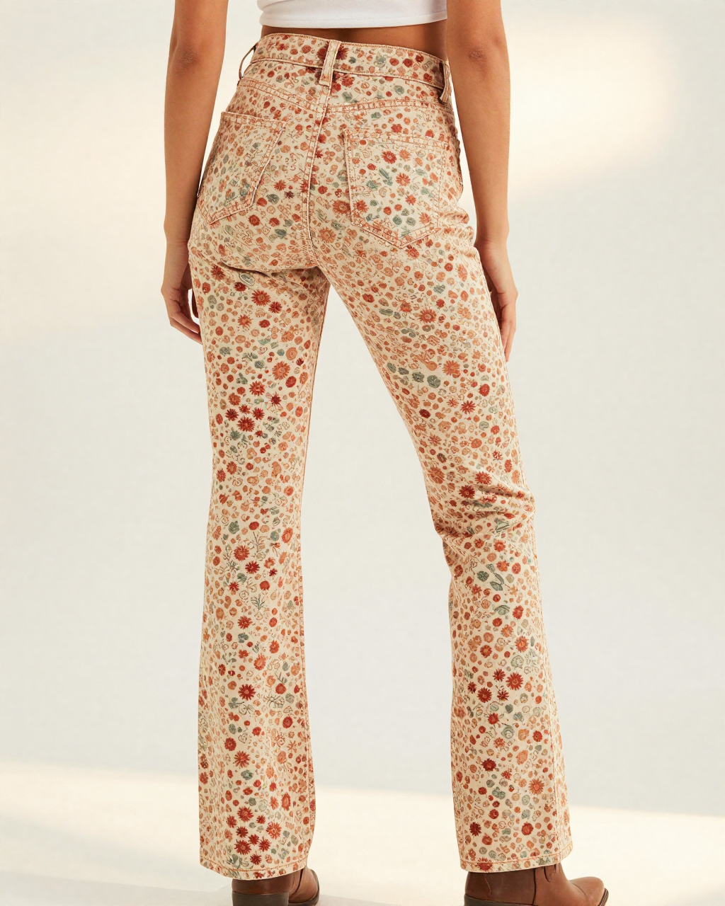 Honey Ditzy Bootcut Jeans – Back View – Riley – Honey / Cream