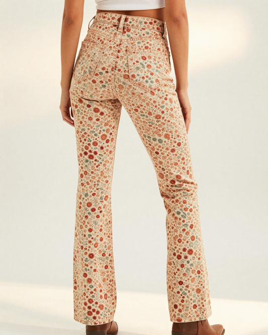 Honey Ditzy Bootcut Jeans – Back View – Riley – Honey / Cream