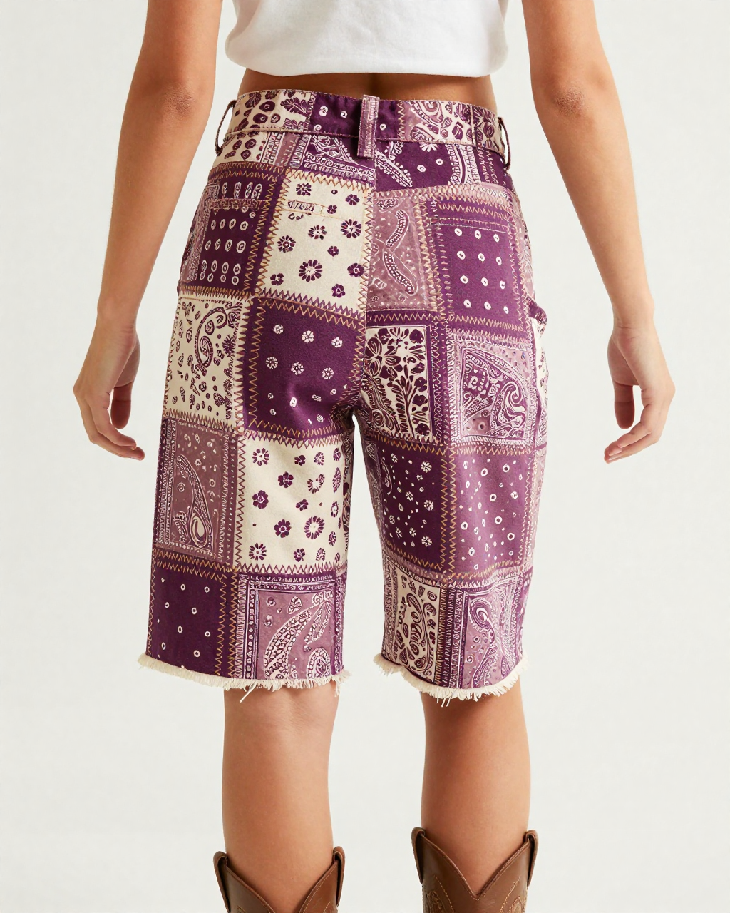 Plum Ivory Zigzag RB-BOT08 – Back View – Jessie – Gold