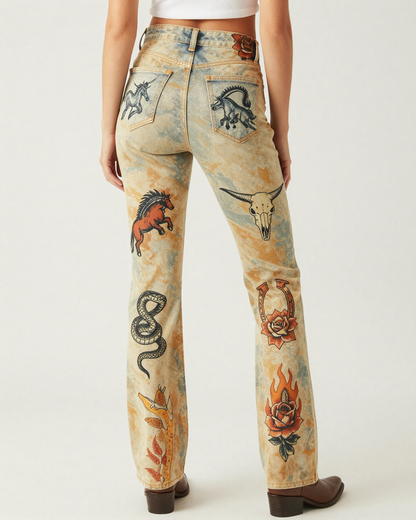 Bronc Buster Flash Bootcut Jeans – Back View – Riley – Cream / Ivory