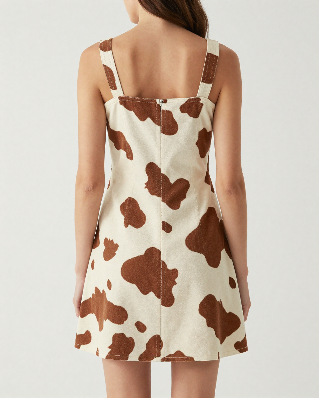 Brown Cow Classic Structured Mini Dress – Back View – Riley – Brown / Cream