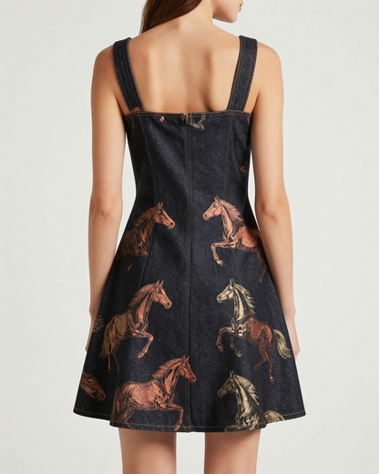 Copper Mare Structured Mini Dress – Back View – Riley – Black / Cream
