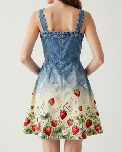 Strawberry Fields Structured Mini Dress – Back View – Riley – Cream / Ivory