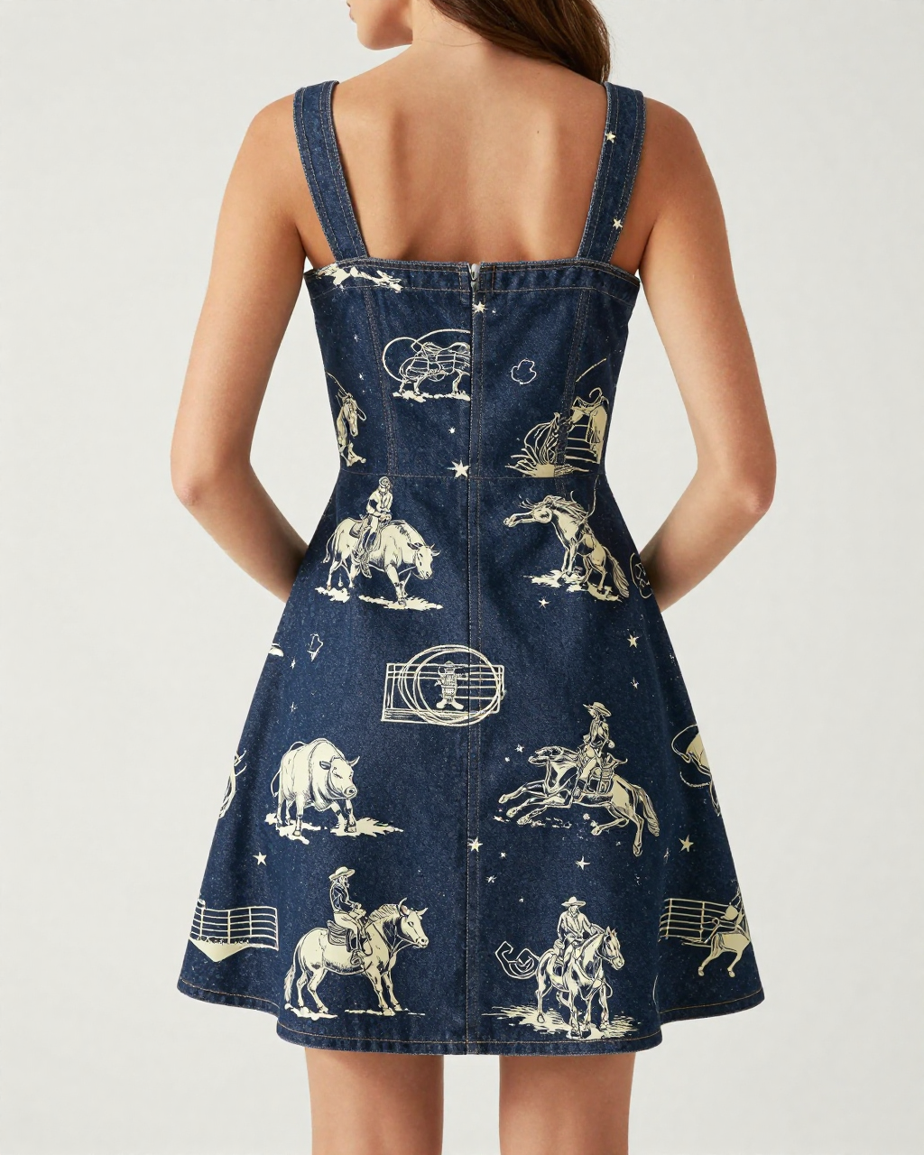 Rodeo Toile Navy Structured Mini Dress, L