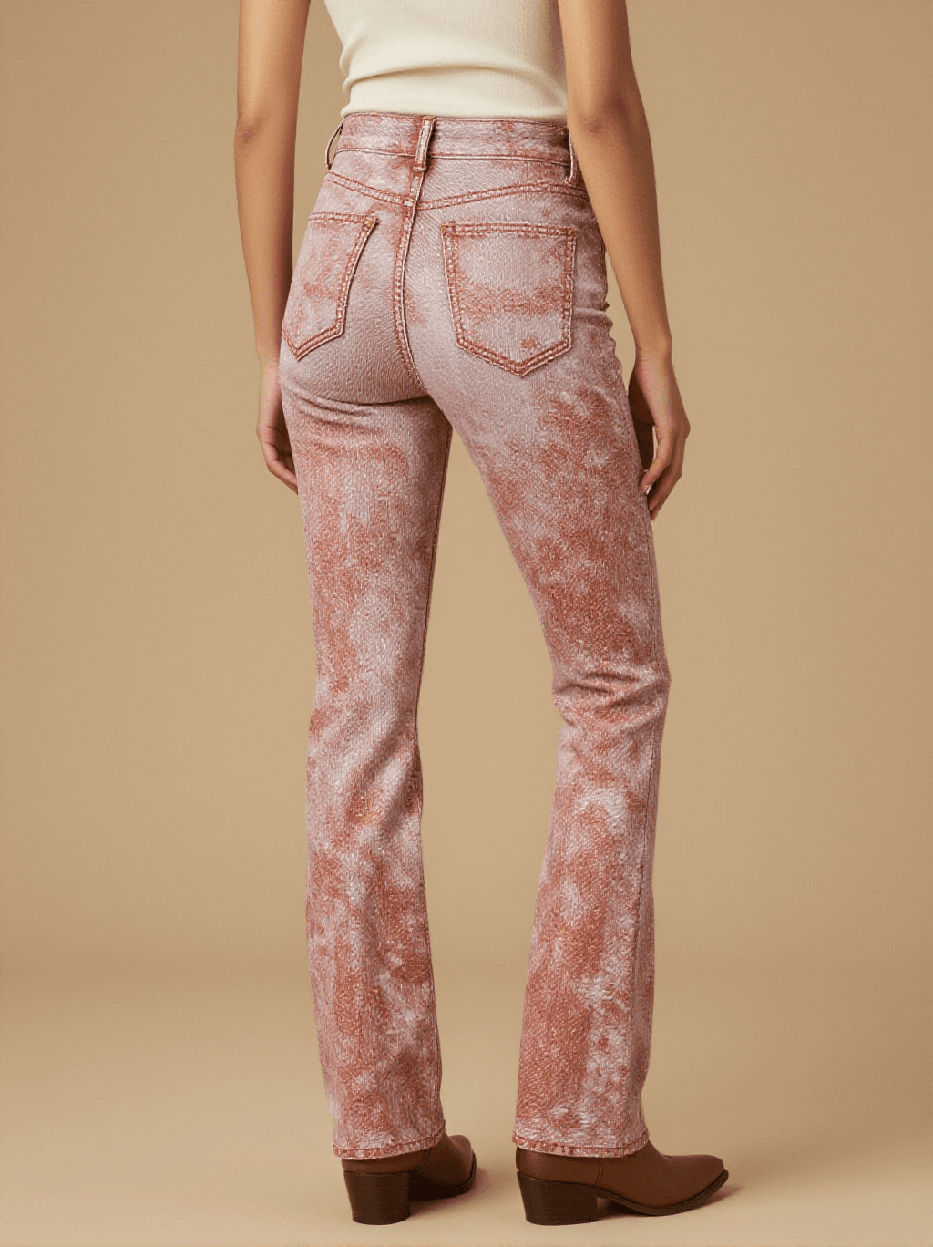 Roan Glow Ground Bootcut Jeans – Back View – Riley – Light Wash / Roan Red / Copper