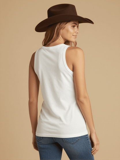 Save Me a Dance Tank Top – Back View – Riley – white