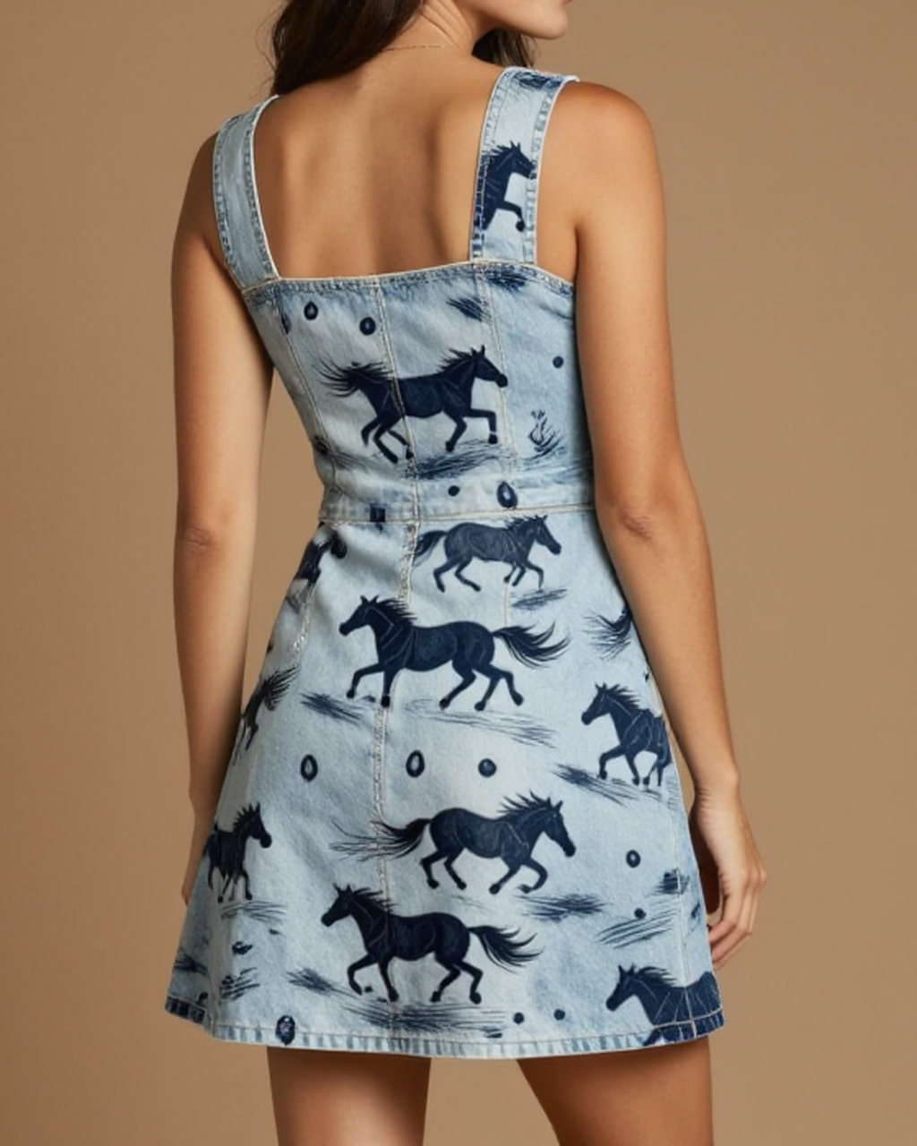 Mustang Stampede Structured Mini Dress – Back View – Jessie – Indigo