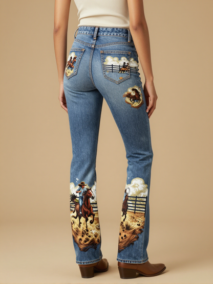 Wild Horse Roundup Bootcut Jeans – Back View – Jessie – Blue Denim