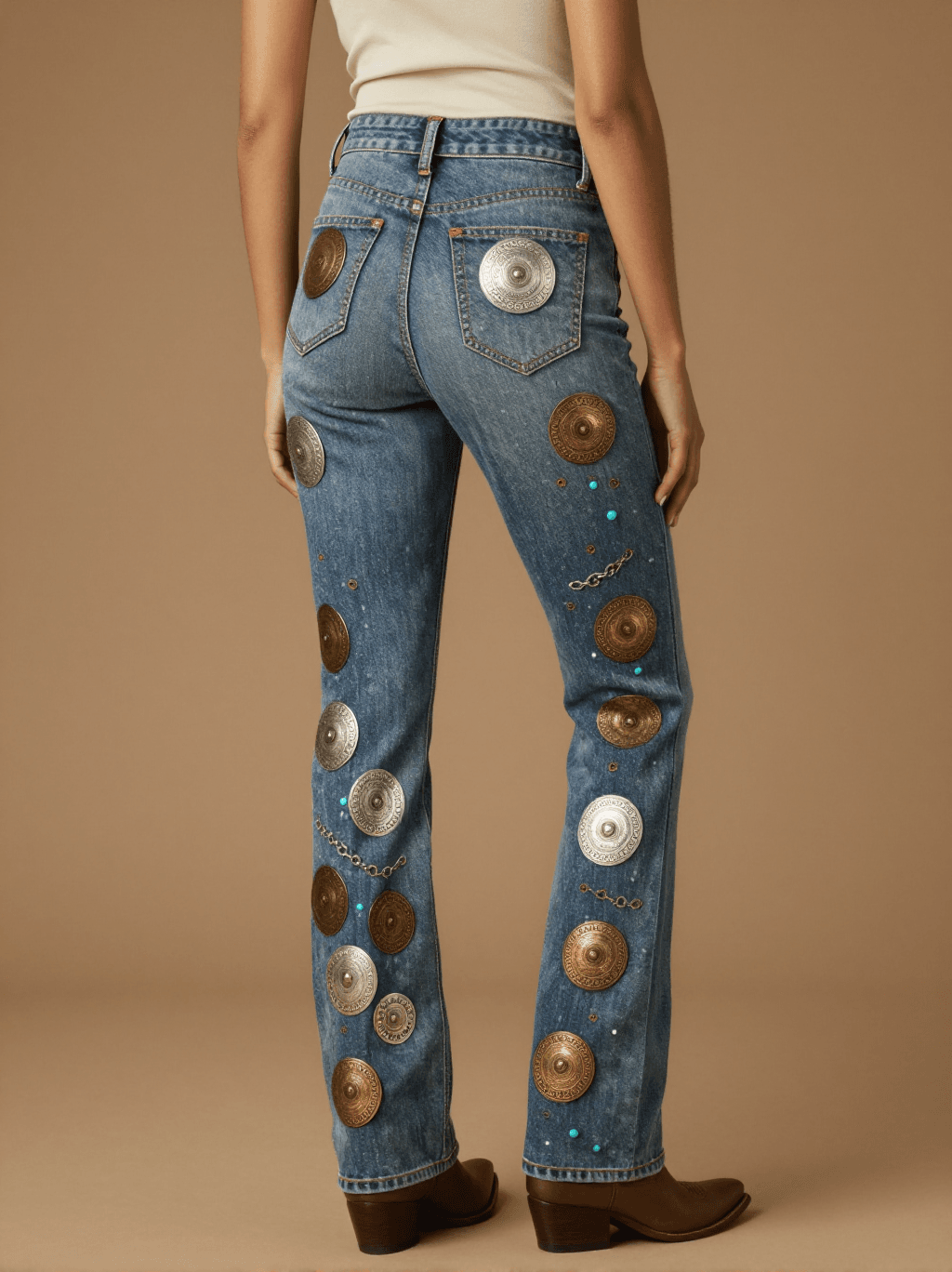 Concho Scatter Bootcut Jeans – Back View – Jessie – Indigo