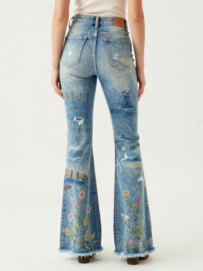 Homestead Bloom RB-BOT21 – Back View – Jessie – Light Blue / Multi