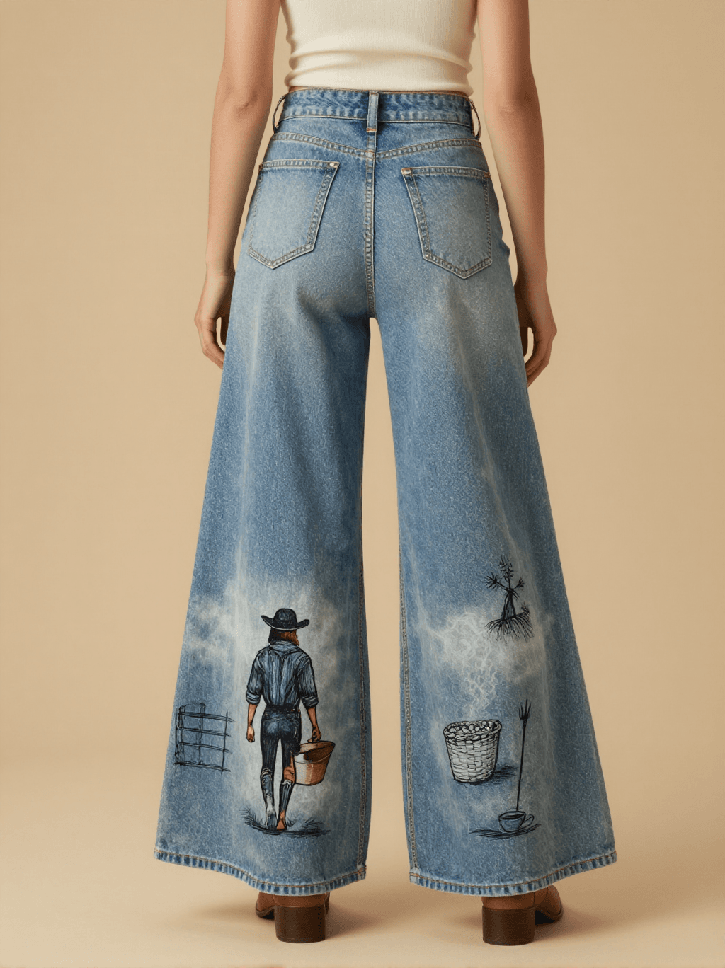 Ranch Morning Chores RB-BOT05 – Back View – Mara – Blue Denim